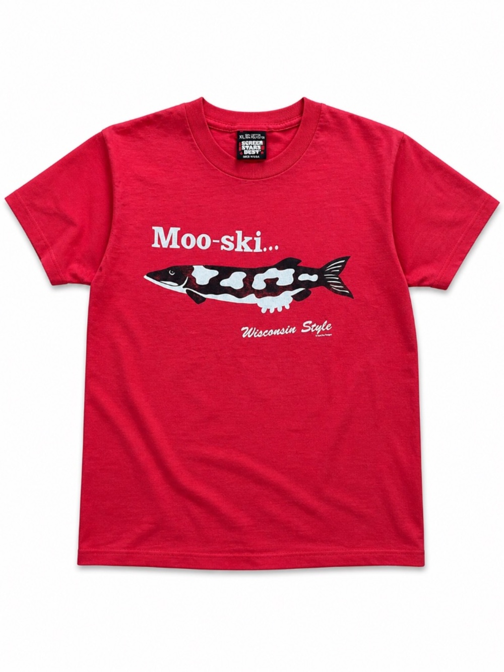 Vintage Moo-Ski Wisconsin Fish Graphic T Shirt Screen Stars USA Single Stitch XL